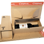 Cutie Carton Pentru 1 Sticla Vin WineBox, Autoadeziv, Banda Desigilare, Natur