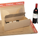 Cutie Carton Pentru 1 Sticla Vin WineBox, Autoadeziv, Banda Desigilare, Natur