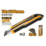 Cutter Utilitar Retractabil, Corp Cauciucat, 18x100mm, 3 Lame SK2, Portocaliu